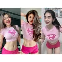 ราคา เสื้อครอปเอวลอย ชุดออกกำลังกายแฟชั่นสีสันสด เซตคู่เสื้อเอวลอยกางเกงขาสั้น (3466906285)