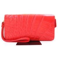 ราคา กระเป๋าสตางค์ผู้หญิงหนังจระเข้แท้ 100% รุ่นซิปรอบคู่ Size L มีสายคล้องมือ ใส่การ์ด บัตรเครดิต ใส่โทรศัพท์ สีแดง ใหม่ (29160845727)