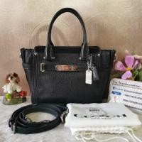 ราคา มือสอง​ COACH F37444 COACH SWAGGER 21 IN PEBBLE LEATHER Color : SILVER/BLACK (4835933265)