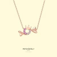 ราคา PETCHAEWLY Crown Candy 18K Rose Gold, Pink Sapphire, diamond pendant necklace สร้อยคอทองคำ ประดับจี้เพชรพลอยแท้ (27238481946)