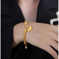 ราคา ทีเอ็น8190 - สร้อยข้อมือกระดูกงูไทเทเนี่ยมหัวใจใหญ่ (สีเหลือง) (44408813607)