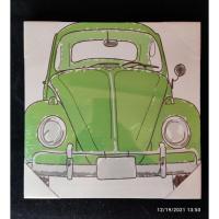 ราคา (มือสองสภาพดีมาก) ภาพแคนวาส IKEA ขนาด 11*11 นิ้ว รูปรถโฟล์คเขียว (12461779543)