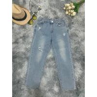 ราคา กางเกงยีนส์สีอ่่อนแต่งขาดแบรนด์ F&F เอว 25-26 เอวยืด (20193454675)