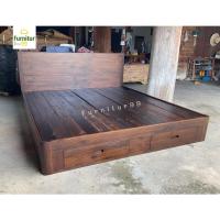 ราคา Furnitur99 เตียงโมเดิร์นไม้สักมีลิ้นชักเก็บของ เตียงนอน เตียงโมเดิร์น ไม้สัก เตียงลิ้นชัก ไม้สัก เตียงไม้สัก สีโอ๊ค (24826751954)