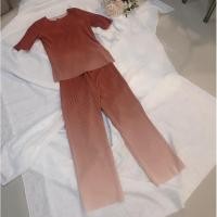 ราคา ชุดSETผ้าอัดกลับยืดสีส้มอิฐไล่โทนสีทูโทน (3857527890)