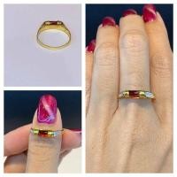 ราคา แหวนทอง "โกเมนฝังเพชร" ทองแท้100% เพชรแท้ 100% (25460615328)