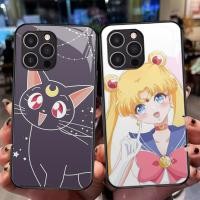 ราคา XI115 เคสกระจกเซเลอร์มูนสําหรับ iPhone 8 13 Mini SE 2020 2022 7 Pro Max Plus HD (40855717310)