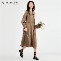 ราคา GIORDANO WOMEN Ribbon big collar frill cuff dress 18463226 (27423990260)