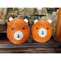 ราคา ตะกร้า หมี ถังหมา มีฝาปิด สานจากหวายแท้ทั้งใบ น่ารักมุ้งมิ้ง ใบใหญ่ (23770751035)