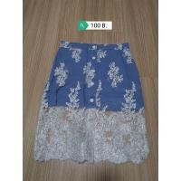 ราคา กระโปรงสั้น ระบายลูกไม้ขาวฟ้ามือ1 (6550408094)