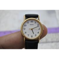 ราคา นาฬิกา Vintage มือสองญี่ปุ่น Seiko 2P21 0A20 กรอบทอง ผู้หญิง ทรงกลม ระบบ Quartz ขนาด25mm ใช้งานได้ปกติ ของแท้ (25662443314)