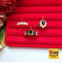 ราคา ทองปลอม แหวนทองฝังพลอย แหวนทองฝังพลอยล้อมเพชร พลอยนิล ตัวเรือนสีทอง ใส่ออกงานได้ ทองชุบ แหวนพลอย (26457248982)