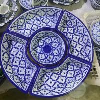 ราคา ‼️‼️พร้อมส่ง‼️‼️ชุดออเดิร์ฟเซรามิค พร้อมถาดไม้หมุน ลายสับปะรด ลายไทย ถาด5ช่อง (21008613714)