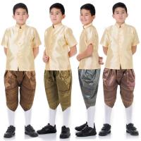ราคา ชุดไทยเด็กชายเซ็ตเสื้อราชปะแตนผ้าไหมเทียมแขนสั้นและโจงกระเบนเด็กสำเร็จรูปผ้าไหมเทียม (5653141104)