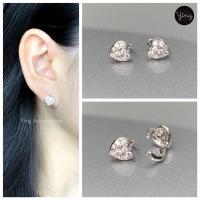 ราคา ต่างหูห่วงเล็กเพชร CZ งานเพชรหัวใจเม็ดใหญ่ ขนาดห่วง 8 mm (10857401532)
