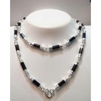 ราคา สร้อยคอนิลแท้ สร้อยคอเงินแท้ 925 ชุบทองคำขาวแท้ นิลแท้กาญจนบุรีขนาด 5 มิล (26313994351)