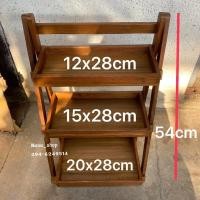 ราคา ชั้นไม้สัก 3ชั้น วางของ พับเก็บได้ ไม้สักเก่า คุณภาพดี (5967543179)