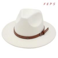 ราคา Feps หมวกปานามา, วินเทจพร้อมหัวเข็มขัด Felt หมวก Fedora, แฟชั่นนุ่มปีกกว้าง Elegant Jazz หมวกผู้ชายผู้หญิง (29576244131)