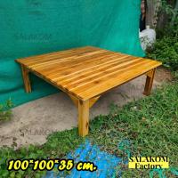 ราคา SLK โต๊ะญี่ปุ่น โต๊ะกินข้าวไม้สัก 100*100*35 ซม. กว้าง*ลึก*สูง โต๊ะพับปิดนิค โต๊ะนั่งอ่านหนังสือ สีเคลือบใส ทำจากไม้สัก (22571465507)