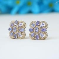 ราคา ✨ ต่างหู Tanzanite ล้อมเพชรแท้ ✨ Tanzanite & Diamond Earrings (43015735393)