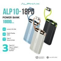 ราคา ALPHA·X ALP10-18PD powerbank 10000mah fast charge 20w pd สายชาร์จ ในตัว 3 พอร์ต จอ ไฟ led ประกัน 1 ปี (42161584788)