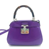 ราคา GUCCI Gucci Bamboo กระเป๋าสะพายหนังสีม่วง Messenger กระเป๋าถือหญิง (21866584813)