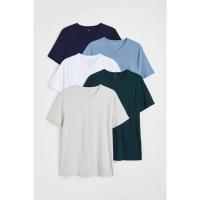ราคา H&M(เอชแอนด์เอ็ม) เสื้อยืดคอวีทรงสลิมแพ็ค 5 ชิ้น ผู้ชาย 0945059_8 (41750784419)