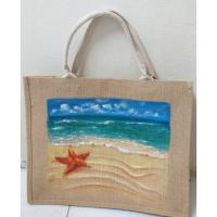 ราคา กระเป๋าผ้ากระสอบเพ้นท์ลายหาดทรายและทะเล (6173602402)