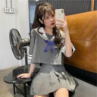 ราคา เดรสเกาหลีนำเข้า ชุดนักเรียนเกาหลี สีเทา กระโปรงอัดพรีส (5489319560)
