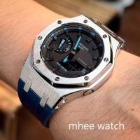 ราคา G-Shock Custom AP Style รุ่น GA-2100-1A2 ของแท้ มือ1 ใส่กรอบสแตนเลส สาย Blue Rubber Gen3 (16550327817)