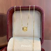 ราคา Princely สร้อยคอทองเคแท้ 18K ลายBoxCnainพร้อมจี้บอลทองคำแท้18เค จี้ตัดลายฉลุ (4705926073)