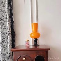 ราคา แจกันทรงสูงสไตล์จีนย้อนยุคสีส้มใหม่สไตล์จีนโบราณตกแต่งด้วยแก้วอ่อนดอกไม้ดอกลิลลี่เครื่องดอกไม้แก้ว UO0G (29852883570)