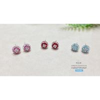 ราคา ต่างหูเงินแท้ ต่างหูประดับเพชร cz งานน่ารักๆ ค่ะ - มีทั้งหมด 3 สี ขาวชมพู / ขาวแดง / ขาวฟ้า : EY0369 (2655144301)