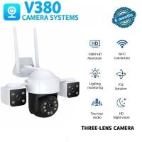 ราคา V380 Pro สามเลนส์สามหน้าจอ PTZ กล้อง IP กลางแจ้ง HD Wifi 4G SIM กล้องรักษาความปลอดภัยสนับสนุน Night Vision Two-way Voic (25245459046)