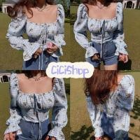 ราคา Cicishop(J2136) เสื้อแขนยาวสม็อคหลัง แขนตุ๊กตา เชือกด้านหน้ารูดได้ พิมพ์ลายตาราง ดอกไม้น่ารักๆ (41004021283)