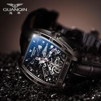 ราคา Hgyty Swiss Guanqin นาฬิกาผู้ชายนาฬิกากลไกอัตโนมัติ Hollow Square หรูหราอินเทรนด์สิบยี่ห้อของแท้หนังนาฬิกาผู้ชาย (41061691690)