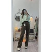 ราคา กางเกงยีนส์ทรงกระบอกเอวสูงกระดุมเอวปรับได้กางเกงยีนส์นิ่ม (40958837925)