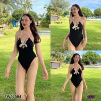 ราคา MF17584 ชุดว่ายน้ำ วันพีช ทรงอกเว้ารอบตัดสีขาวดำ ใส่สวมได้เลย ผูกโบว์คอหลัง เนื้อผ้ายืดร่อง แซ่บไม่ไหวค่าาา เนื้อผ้า ( (18217314921)