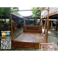 ราคา เตียงไม้สัก แบบมาตรฐาน เตียงคาวบอย เสริมเสามุ้ง ขนาด 5-6 ฟุต (6438446507)