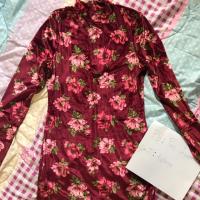 ราคา ชุดเดรสแดงลายดอกป้ายForever 21 (1528136211)