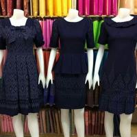 ราคา ชุดแซกผ้าฝ้ายย้อมครามพิมพ์ลายมัดหมี่!! (645140740)