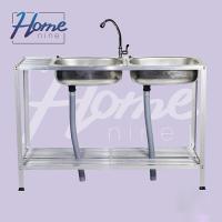 ราคา HOMENINE ซิงค์ ซิ้งค์ล้างจาน อ่างล้างมือ อ่างล้างจานอลูมิเนียม 2หลุม2ชั้น มีข้าง เจาะรู มีก๊อก (26462163522)