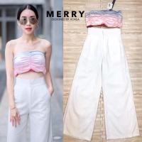 ราคา ชุดเชทเกาะอกตัวจิ๋ว เกาะอกพิมพ์ลายไล่สี ด้านหลังแต่งซิป มาพร้อมซับใน จับคู่มากับกางเกงขายาว (6300580505)