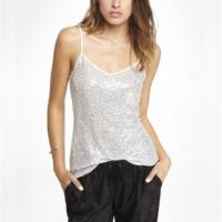 ราคา Monacoco MN914 เสื้อสายเดี่ยวคอวีปักเลื่อมสีเงินระยิบระยับรอบตัว (26468926983)