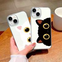 ราคา HL| เคส สำหรับ iPhone 6 6s 7 8 Plus X Xr Xs Max 11 12 13 14 15 16 Pro Max เคสโทรศัพท์แบบนิ่มลายคู่หัวแมวสีดำ-ขาวน่ารักๆ ดีไซน์ใส (28119312820)
