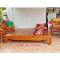 ราคา Furnitur99 ตั่งขาคู้ไม้สัก เตียง เตียงไม้สัก เตียงแคร่ไม้สัก ดีไซน์สวยงามแบบดั่งเดิม ขนาด 200x200x35 ซม. จัดส่งฟรีถึ (7022687298)