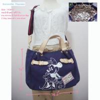 ราคา Samantha Thavasa กระเป๋าผ้าแคนวาสสีน้ำเงินลาย Minnie แต่งหู PU ซับในลายการ์ตูนมือสอง (27609128233)