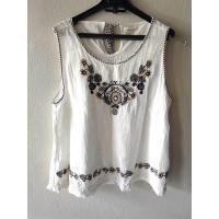 ราคา เสื้อแขนกุด แต่งปักดอก สีขาว (27318543883)
