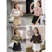 ราคา Feminine_Koncept เสื้อคอบัว แขนสั้น ลายดอก โบฮีเมียน สไตล์เกาหลี (1015573448)