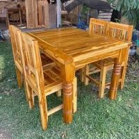 ราคา FurDIY ชุดโต๊ะอาหารไม้สัก 90x120สูง80ซม. พร้อมเก้าอี้4ตัว รุ่นเก้าอี้ลายกวาง สีสักธรรมชาติเคลือบเงา SUKP-539 (26611046739)